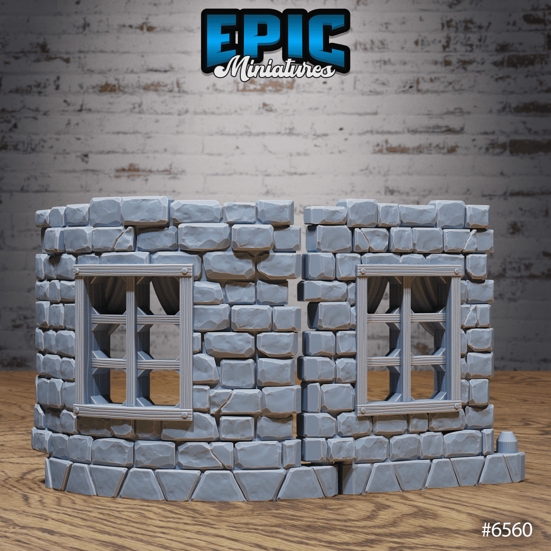 Curved Stone Window Wall